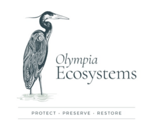 Olympia Ecosystems logo featuring a stylized heron and the text 'Olympia Ecosystems' with the slogan 'Protect · Preserve · Restore'